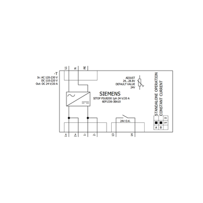 HYTECH Original SIEMENS SITOP PSU8200 24V DC 20A Σταθεροποιημένη μονάδα τροφοδοσίας 6EP1336-3BA10