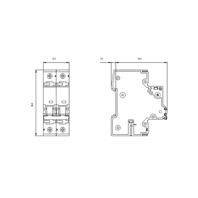 5SY4 Μικροσκοπικός διακόπτης 400V 10kA 2 πόλος C 16A 5SY42167CC για την αποστολή FOB