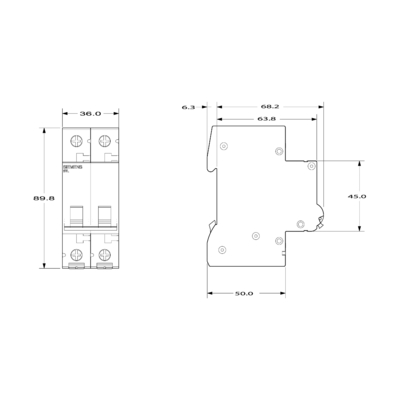 5TL12630 Διακόπτης σειράς 5TL 5TL1 63A 2P 5TL1263-0 για αρχική συσκευασία Siemens